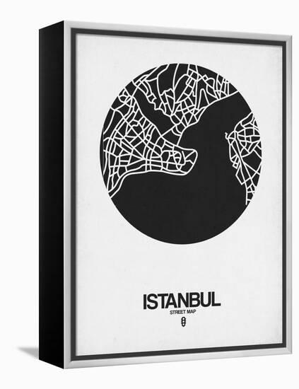 Istanbul Street Map Black on White-NaxArt-Framed Stretched Canvas