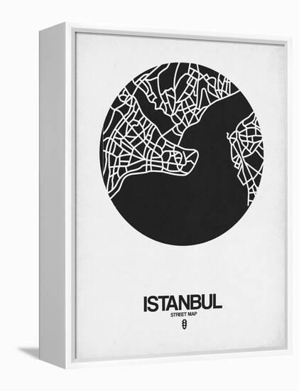 Istanbul Street Map Black on White-NaxArt-Framed Stretched Canvas