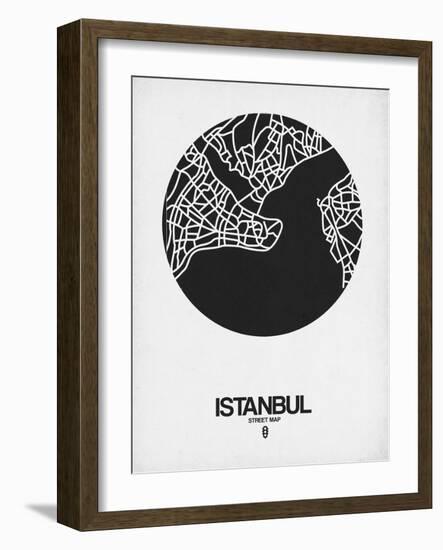 Istanbul Street Map Black on White-NaxArt-Framed Art Print