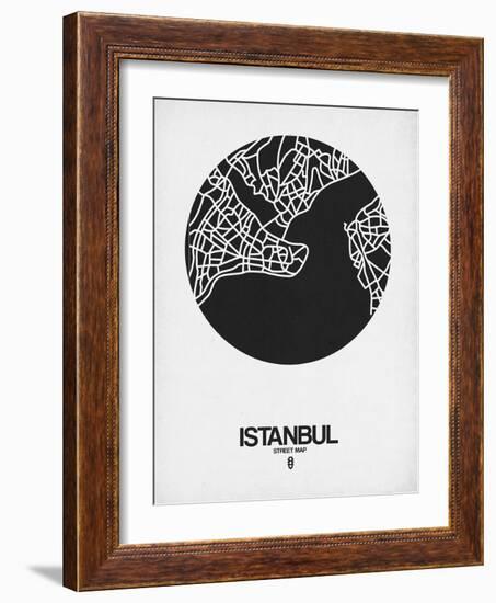 Istanbul Street Map Black on White-NaxArt-Framed Art Print