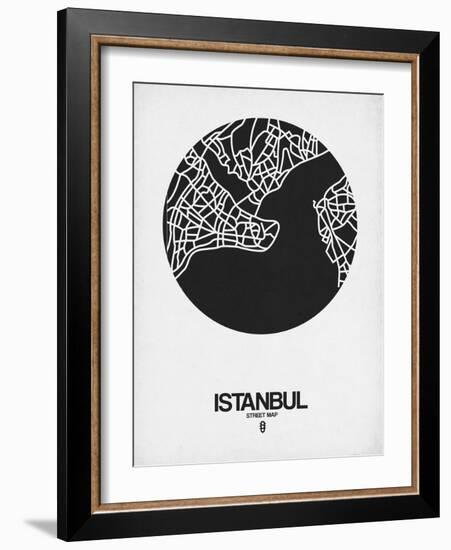 Istanbul Street Map Black on White-NaxArt-Framed Art Print