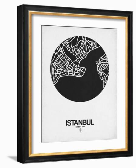 Istanbul Street Map Black on White-NaxArt-Framed Art Print