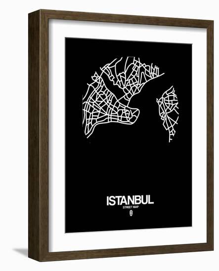 Istanbul Street Map Black-NaxArt-Framed Art Print