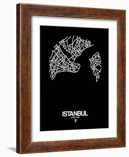 Istanbul Street Map Black-NaxArt-Framed Art Print