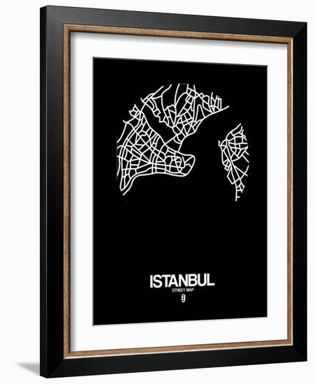 Istanbul Street Map Black-NaxArt-Framed Art Print