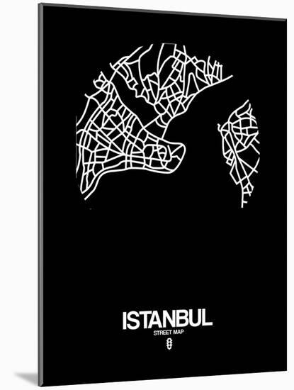 Istanbul Street Map Black-NaxArt-Mounted Art Print