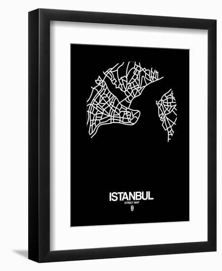 Istanbul Street Map Black-NaxArt-Framed Art Print