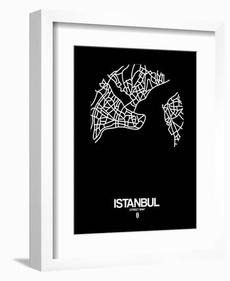 Istanbul Street Map Black-NaxArt-Framed Art Print