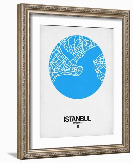 Istanbul Street Map Blue-NaxArt-Framed Art Print