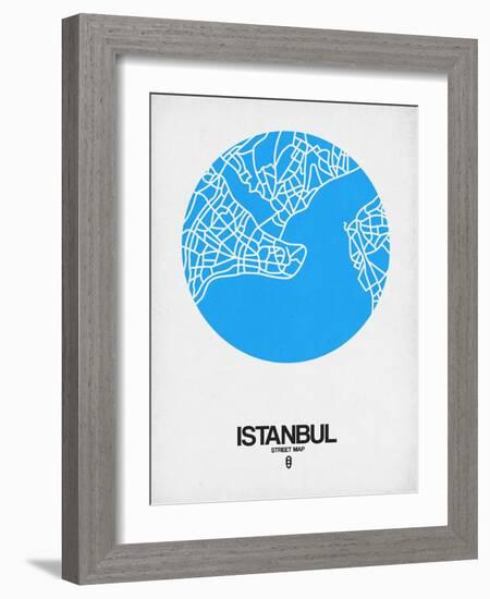 Istanbul Street Map Blue-NaxArt-Framed Art Print