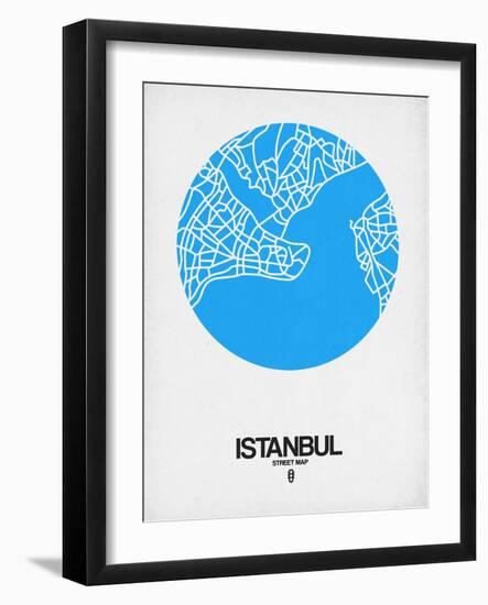 Istanbul Street Map Blue-NaxArt-Framed Art Print