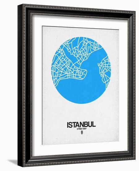 Istanbul Street Map Blue-NaxArt-Framed Art Print