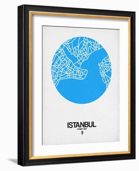 Istanbul Street Map Blue-NaxArt-Framed Art Print