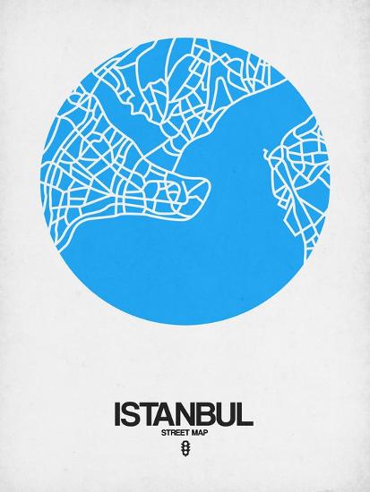 Istanbul Street Map Blue-NaxArt-Framed Art Print