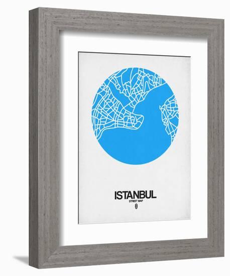 Istanbul Street Map Blue-NaxArt-Framed Art Print