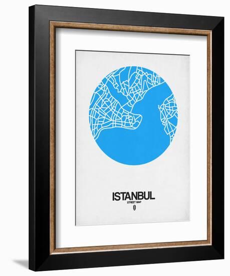 Istanbul Street Map Blue-NaxArt-Framed Art Print