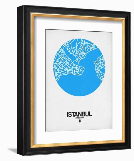 Istanbul Street Map Blue-NaxArt-Framed Art Print