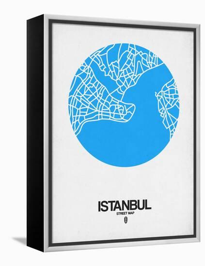 Istanbul Street Map Blue-NaxArt-Framed Stretched Canvas