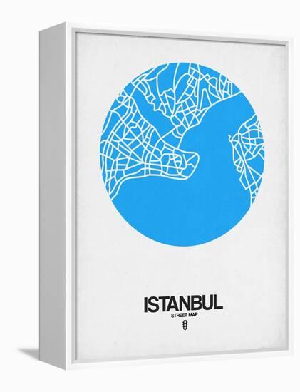 Istanbul Street Map Blue-NaxArt-Framed Stretched Canvas
