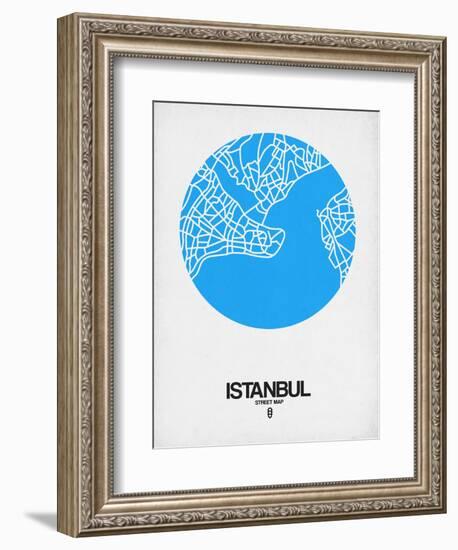 Istanbul Street Map Blue-NaxArt-Framed Premium Giclee Print