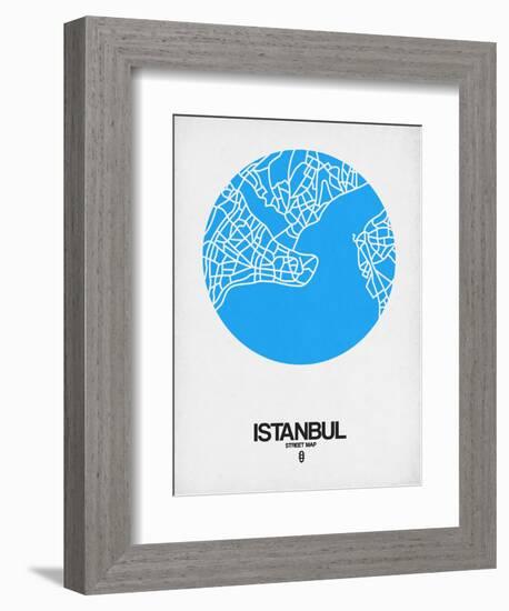 Istanbul Street Map Blue-NaxArt-Framed Premium Giclee Print