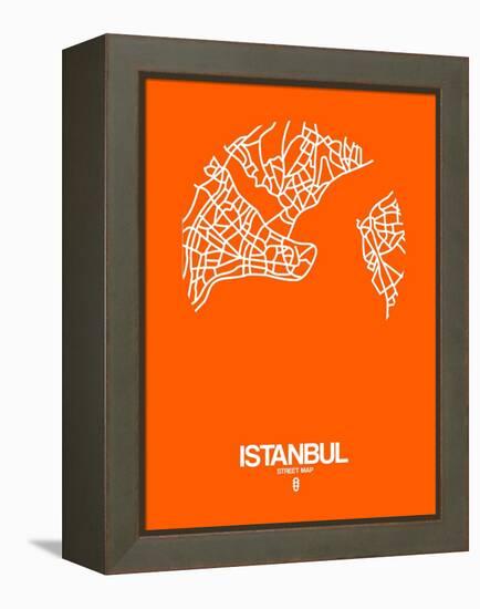 Istanbul Street Map Orange-NaxArt-Framed Stretched Canvas