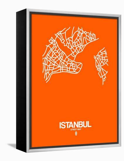 Istanbul Street Map Orange-NaxArt-Framed Stretched Canvas