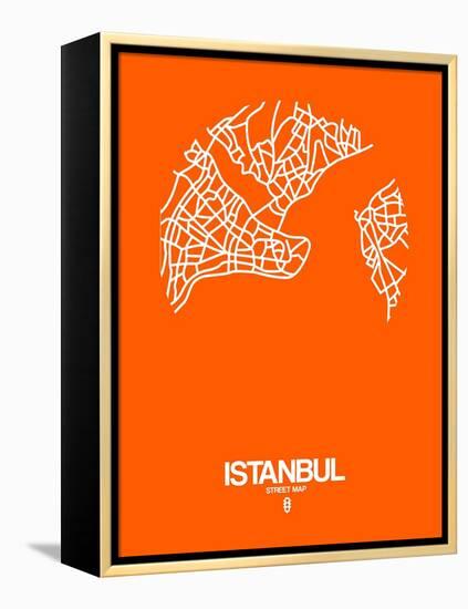 Istanbul Street Map Orange-NaxArt-Framed Stretched Canvas