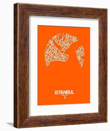 Istanbul Street Map Orange-NaxArt-Framed Premium Giclee Print