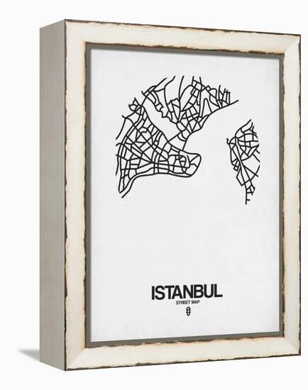 Istanbul Street Map White-NaxArt-Framed Stretched Canvas