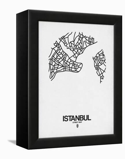 Istanbul Street Map White-NaxArt-Framed Stretched Canvas