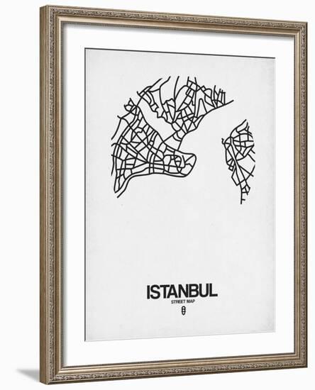 Istanbul Street Map White-NaxArt-Framed Art Print