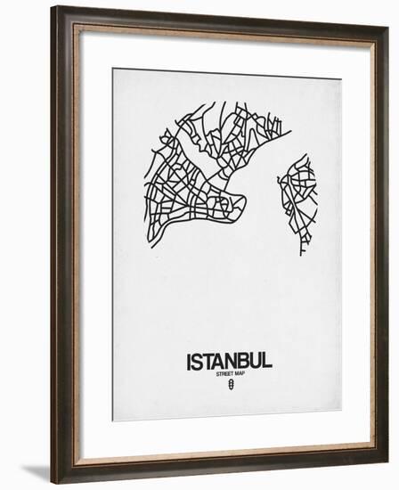 Istanbul Street Map White-NaxArt-Framed Art Print