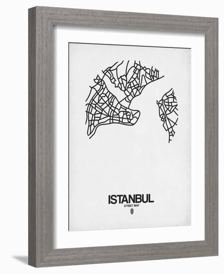 Istanbul Street Map White-NaxArt-Framed Art Print