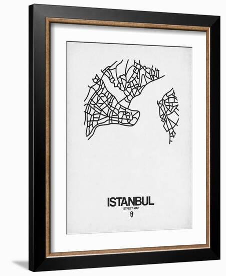 Istanbul Street Map White-NaxArt-Framed Art Print