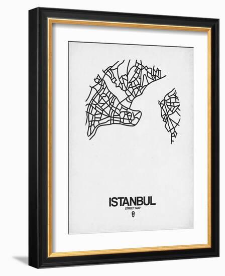 Istanbul Street Map White-NaxArt-Framed Art Print