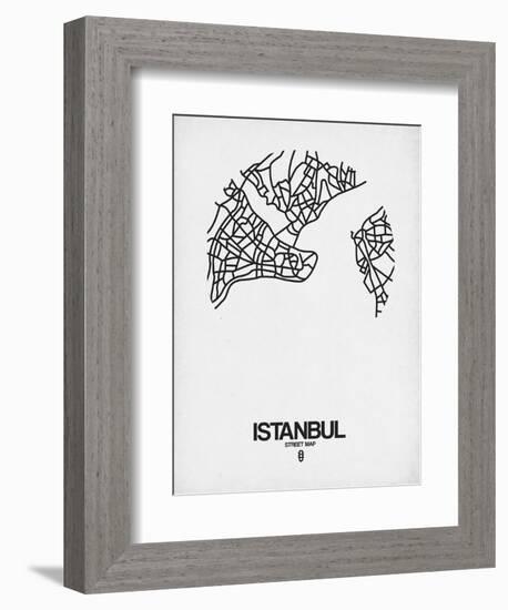 Istanbul Street Map White-NaxArt-Framed Art Print