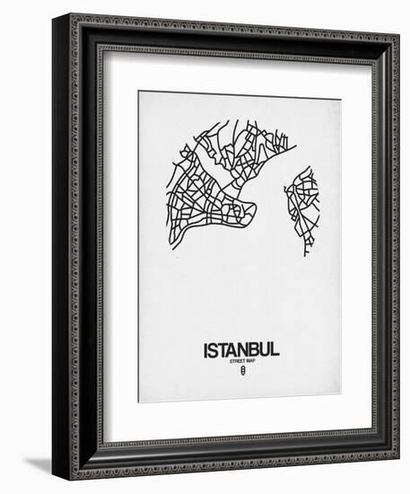 Istanbul Street Map White-NaxArt-Framed Art Print