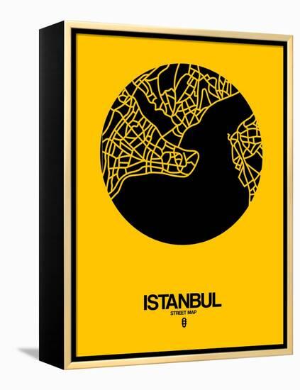 Istanbul Street Map Yellow-NaxArt-Framed Stretched Canvas