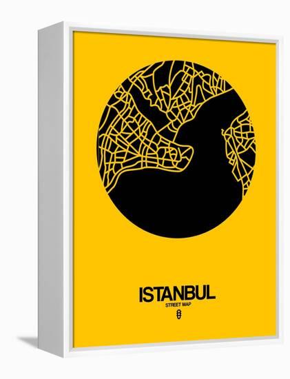 Istanbul Street Map Yellow-NaxArt-Framed Stretched Canvas