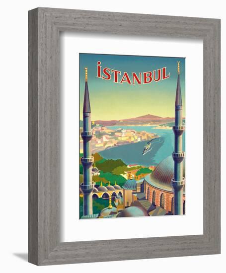 Istanbul, Turkey - Through the Minarets of a Mosque-Tar?k Uzmen-Framed Art Print