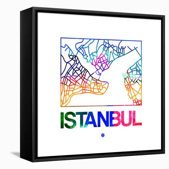 Istanbul Watercolor Street Map-NaxArt-Framed Stretched Canvas