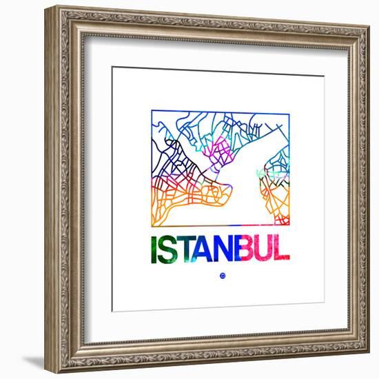 Istanbul Watercolor Street Map-NaxArt-Framed Art Print