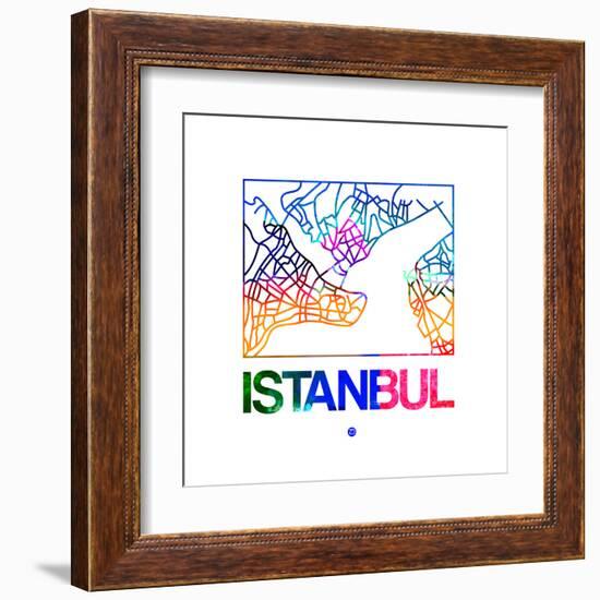 Istanbul Watercolor Street Map-NaxArt-Framed Art Print