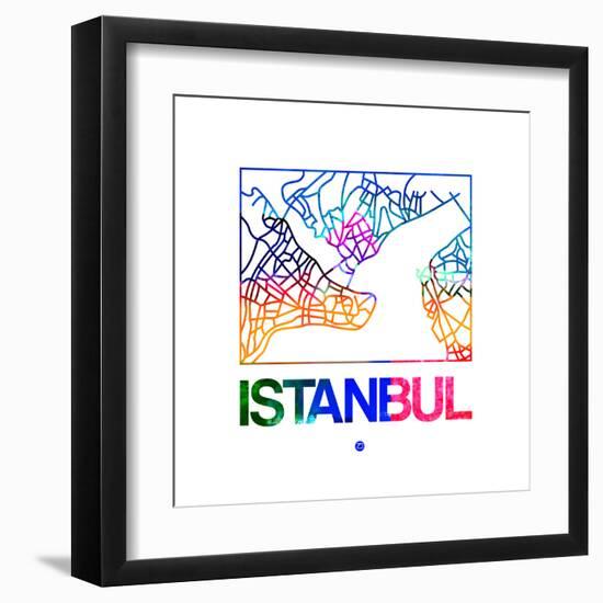 Istanbul Watercolor Street Map-NaxArt-Framed Art Print