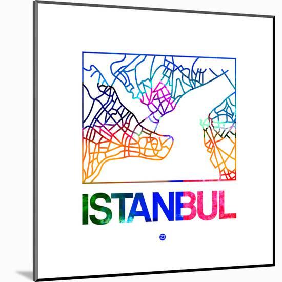 Istanbul Watercolor Street Map-NaxArt-Mounted Art Print