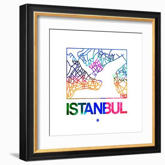 Istanbul Watercolor Street Map-NaxArt-Framed Art Print