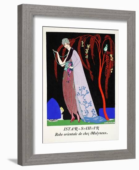 Istar-Sahar Oriental Style Dress from Molyneux, 1919-21 (Pochoir Print)-Umberto Brunelleschi-Framed Giclee Print