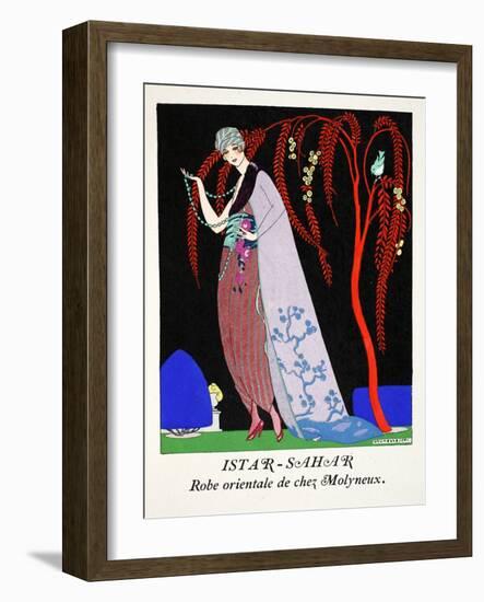 Istar-Sahar Oriental Style Dress from Molyneux, 1919-21 (Pochoir Print)-Umberto Brunelleschi-Framed Giclee Print