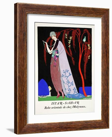 Istar-Sahar Oriental Style Dress from Molyneux, 1919-21 (Pochoir Print)-Umberto Brunelleschi-Framed Giclee Print